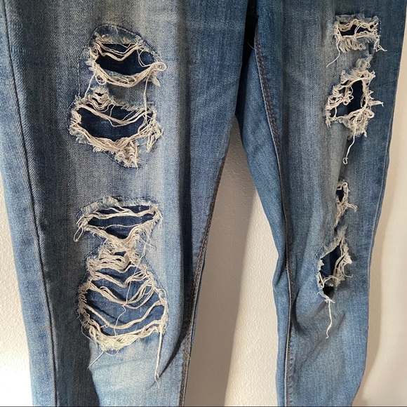 Cropped Skinny Distressed Jeans Size 7 Cotton Blend Multi Button - Picture 4 of 15
